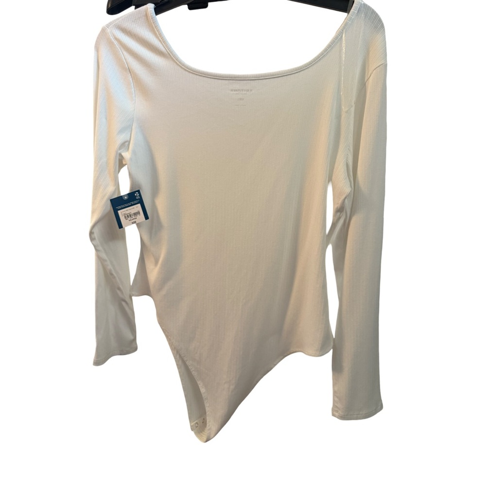 Arizona Bodysuit Ribbed Off-White 2XL | Long Sleeve Snap Closure Top New fall - Picture 5 of 9